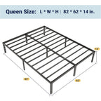 Allewie Queen Bed Frame, 14 Inch Metal Platform Beds With Storage Space, No Box Spring Needed And Easy Assembly, Black