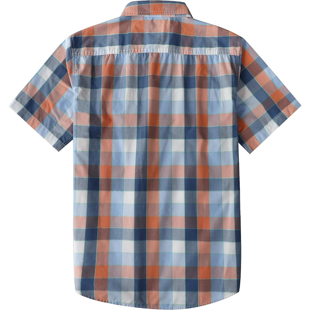 Dubinik® Mens Short Sleeve Button Down Shirts Plaid Casual Western Style Shirt 2 Pocket Lightweight Breathable Regular Fit