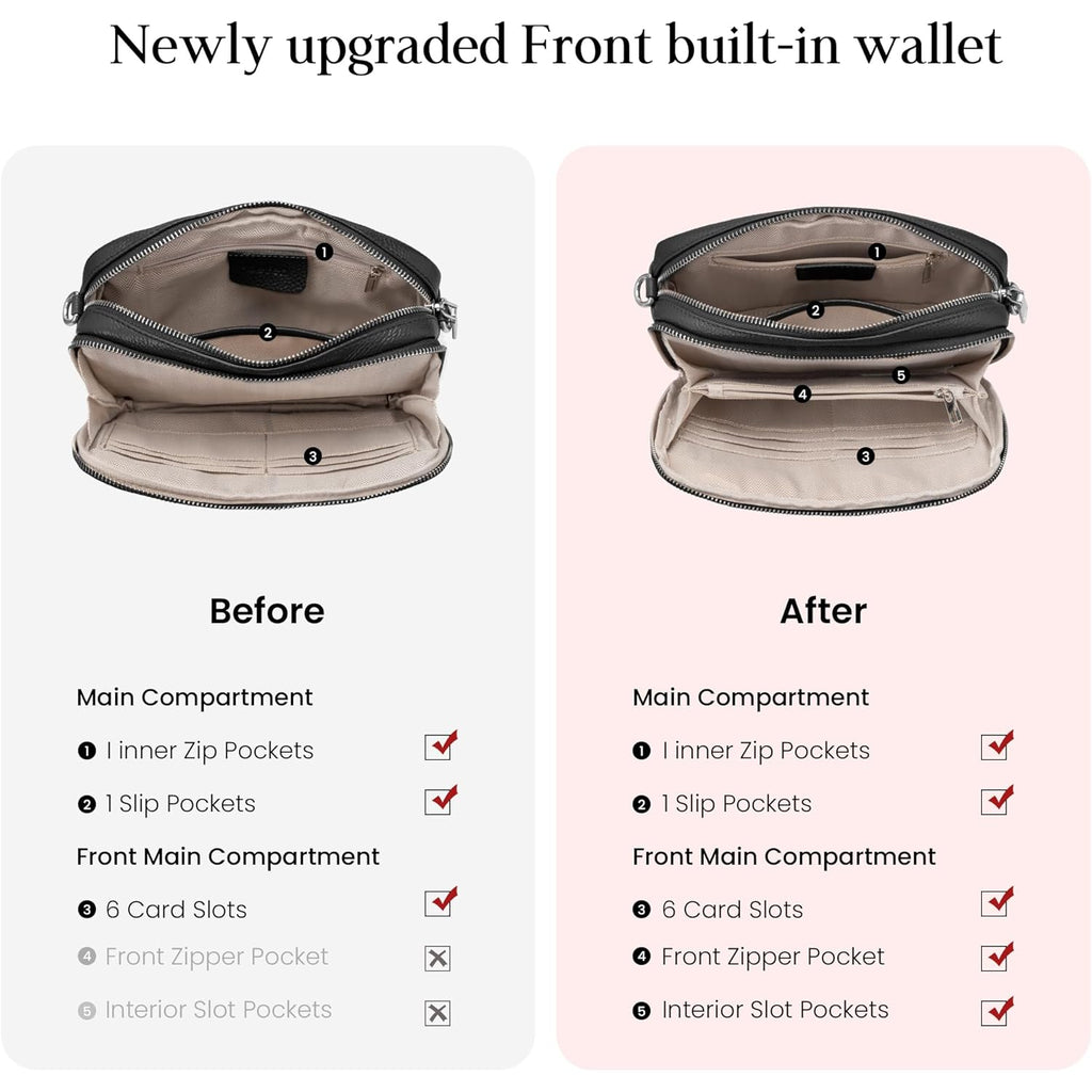 befen Genuine Leather Crossbody Bags for Women, Purses with Built in RFID Wallet Woman Camera Shoulder Bag Handbags | Genuine Leather, Built in RFID Wallet, Genuine Leather, Built in RFID Wallet