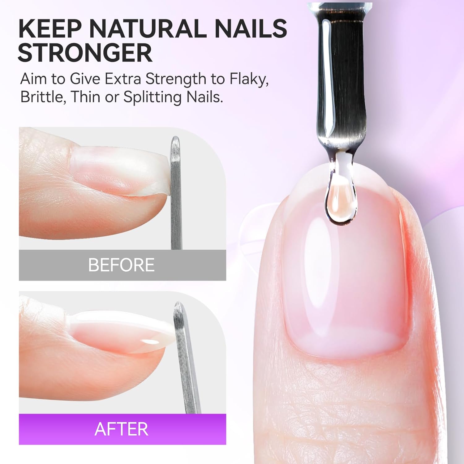 Nail Repair Glue for Damaged Nails: Gelike EC 6 in 1 Strong Nail Strengthener for Thin and Split- Long Lasting and Easy for Salon and Beginners Daily Care
