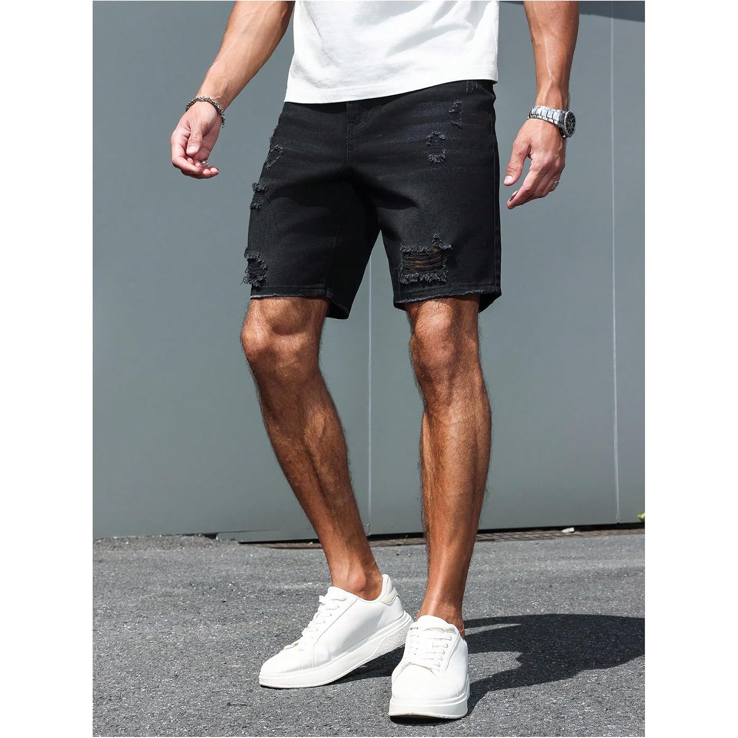 Verdusa Men'S Jorts Ripped Denim Shorts Baggy Jean Vintage Summer Denim Shorts