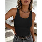Womens Sleeveless Scoop Neck Tank Tops 2026 Summer Casual Basic Slim Fit Ribbed Knit Racerback Workout Cami Shirts