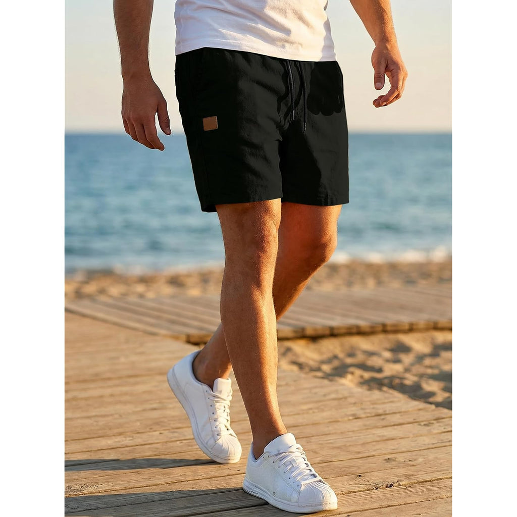 Jmierr Mens Casual Shorts Cotton Drawstring Summer Beach Stretch Twill Chino Golf Short With Pockets