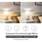 Set Of 2 Ceramic Table Lamp For Bedroom, Small Table Lamp White Farmhouse Rustic Lamp Set Bedside Table Lamps For Nightstand Side Table Lamps For Living Room, 13.7In