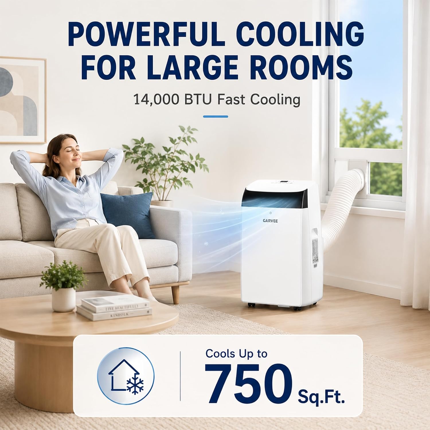 14,000 Btu Portable Air Conditioners, Cools Large Room Up To 700 Sq.Ft, 3-In-1 Ac Unit With Dehumidifier & Fan, Remote Control, Quiet Sleep Mode, Energy Efficient For Home Office Garage