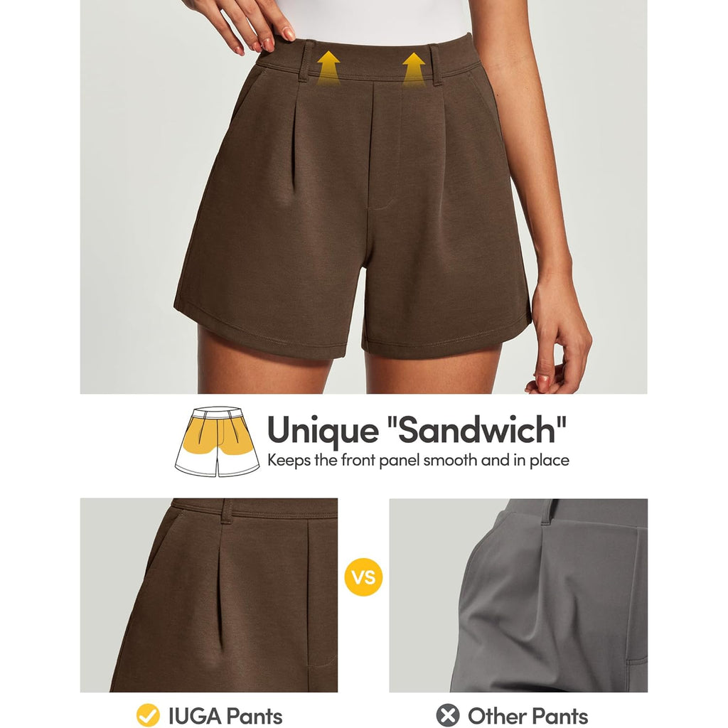 Womens Dress Shorts for Women High Waisted Trouser Summer Business Womens Dressy Casual Pleated Wide Leg Shorts