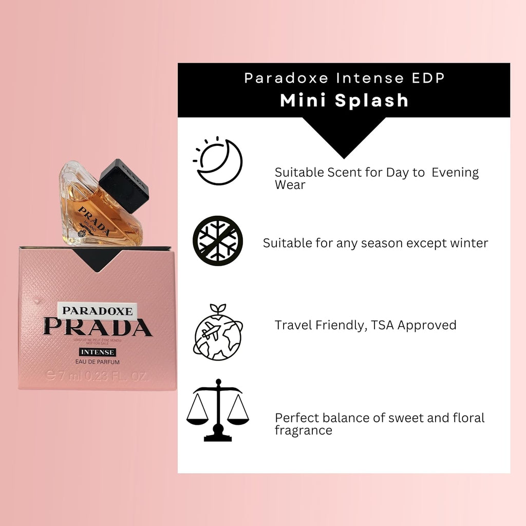Prada Paradoxe Intense Perfume For Woman Mini Edp Travel Splash 0.23 Fl Oz