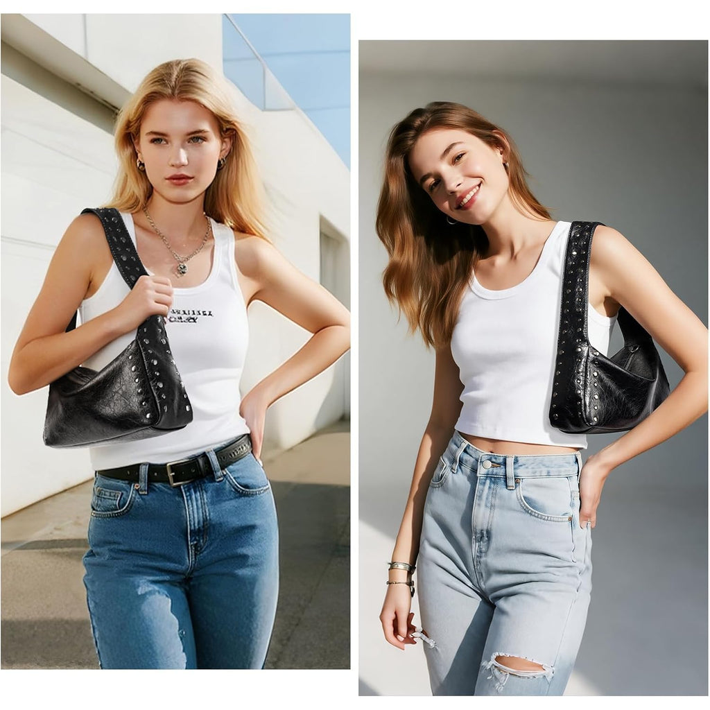 Studded Purses For Women Y2K Shoulder Bag Small Vegan Leather Handbag