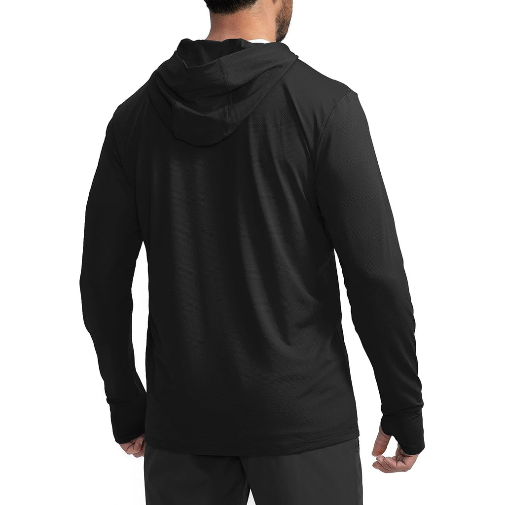 Men'S Upf 50+ Light Jacket Full Zip Sun Protection Hoodie Long Sleeve Sun Shirts For Men Hiking Fishing Zip Pockets