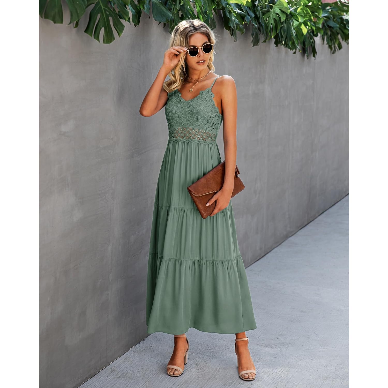 Dokuritu Women'S Beach Crochet Lace Maxi Dress Solid Color Summer Vacation Spaghetti Strap Long Dress 2026