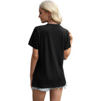 Womens Summer Tops 2026 Pleated Round Neck Short Sleeve Shirts Business Casual