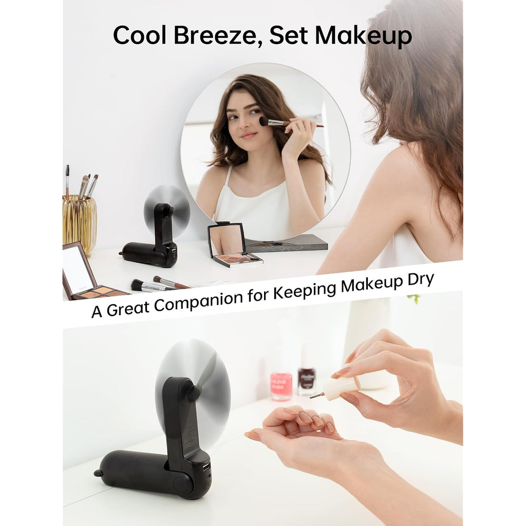 Jisulife Handheld Fan 8 Plus: 40H Cooling & 4500Mah Powerbank & Flashlight | Usb Rechargeable, Portable Pocket Size For Travel, Makeup, Concerts, Summer Gifts For Women(Black)