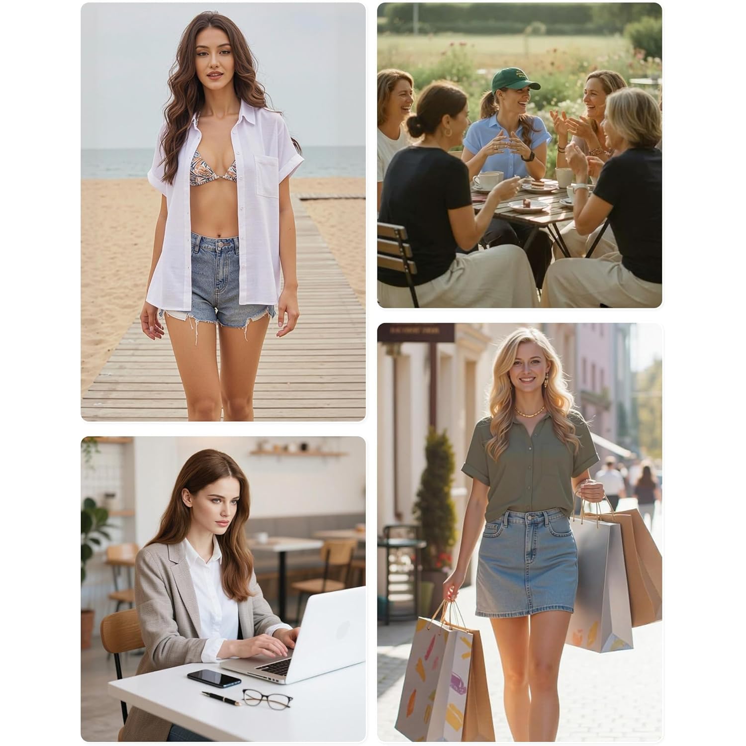Womens Cotton Linen Button Down Shirts Casual Short Sleeve Solid Summer Blouses Tops with Pocket