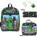 Bioworld Unisex Minecraft Adventure Mode 5-Piece Backpack Set (Little Kid/Big Kid), Green, One Size