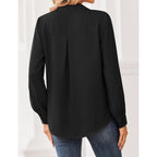 Zeagoo Women Blouses Chiffon Long Sleeve Button Down Shirts Business Causal Dressy Work Top V Neck Summer Spring Clothes