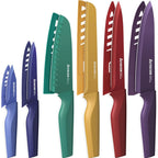 Astercook Knife Set, 12 Pcs Color-Coded Kitchen Knives Set, 6 Color Anti-Rust Coating Stainless Steel Chef Knife Sets with 6 Blade Guards Dishwasher Safe Perfect Holiday Gifts for Kitchen