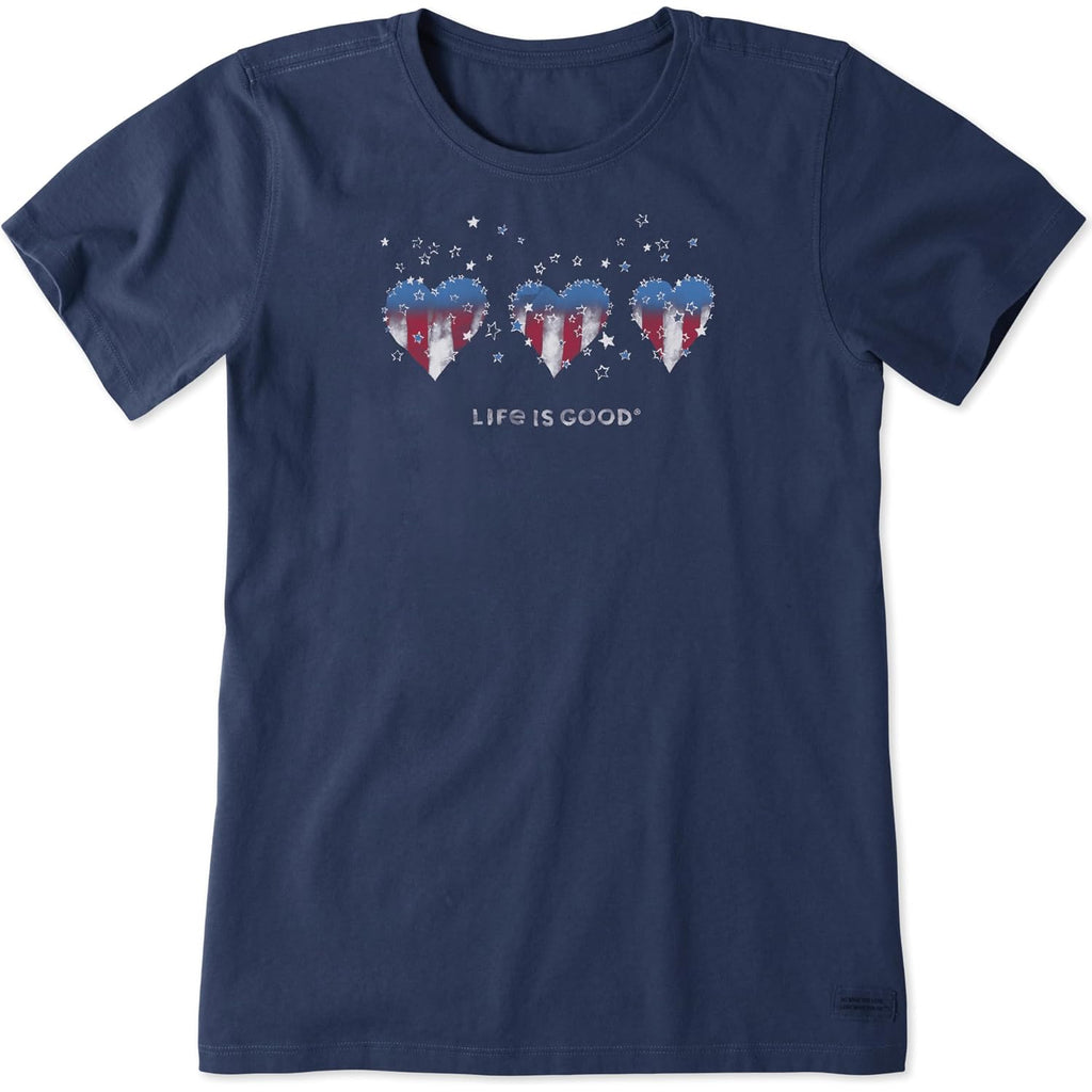 Life Is Good. Women'S Americana Hearts Stars And Stripes Crusher Tee
