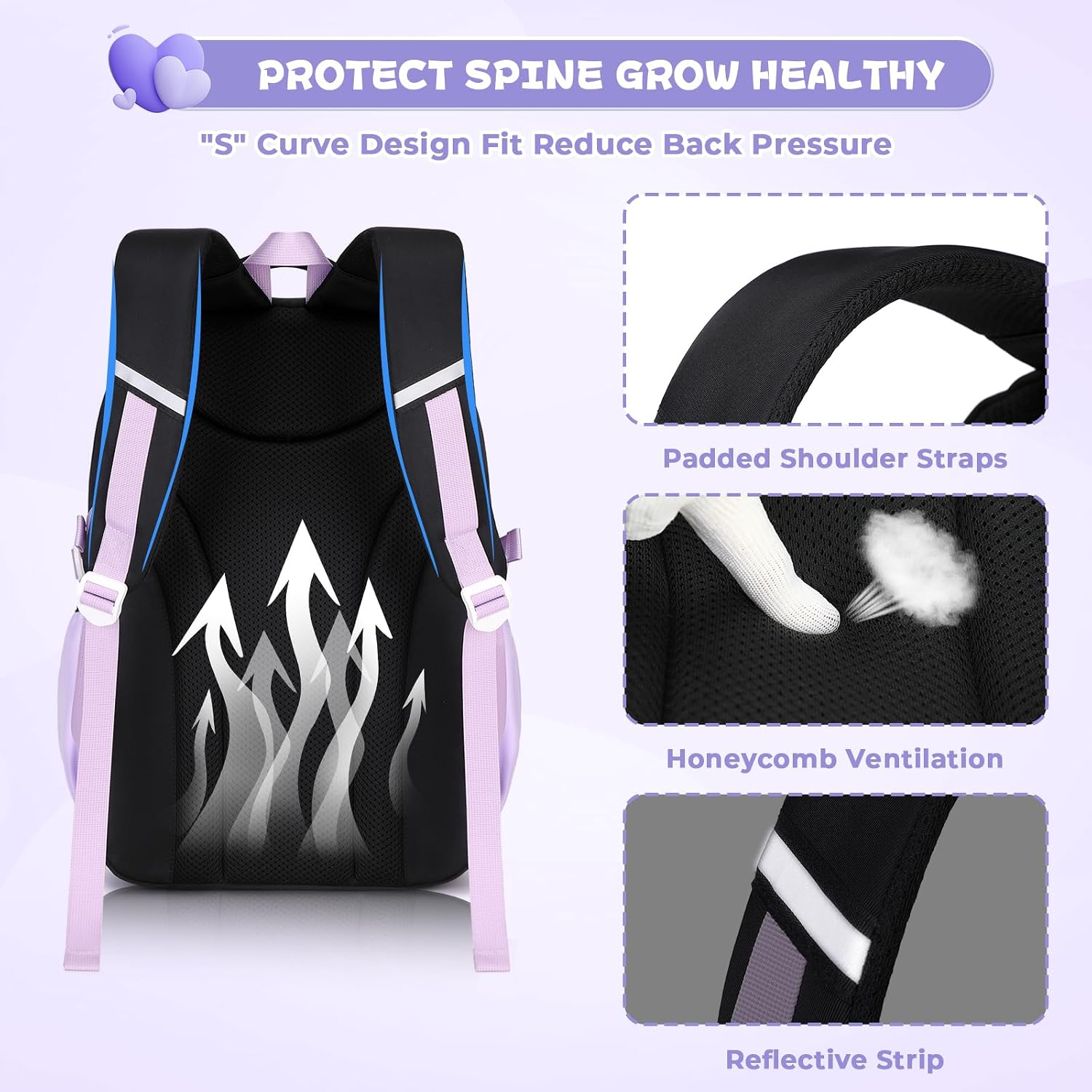 Girls Backpack, Kids Backpack For Girls, School Bag For Primary Elementary Teenage, Middle School Students Bookbag