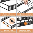 Housolution Pot And Pan Organizer Rack For Cabinet, Expandable Pot Lid Organizer Holder With 14 Adjustable Dividers, Fully Expanded Size 22.83" W X 7.09" D X 7.09" H, Black