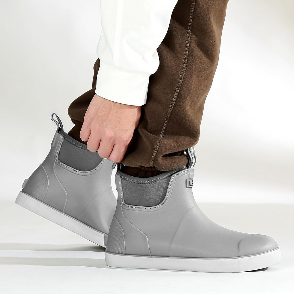 Men'S Deck Boots, Waterproof Ankle Rain Boots Men Anti-Slip Traction, Outdoor Rubber Fishing Garden Boots High-Performance Shoes For Farming