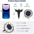 Solpex 10 Pack Solar Ground Lights Outdoor Waterproof, Solar Powered Pathway Lights, Landscape Lighting For Garden Walkway Driveway Backyard Decor (Cool White)