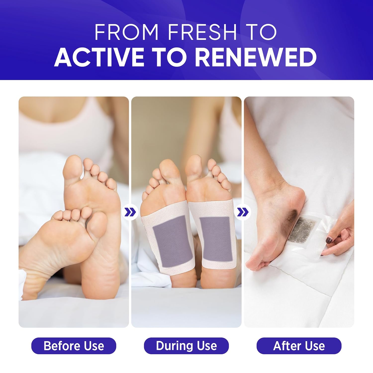 AOSORW Natural Foot Pads - Lavender Bamboo Vinegar - Premium Foot Care - Soothing Nighttime Ritual - Comforting Aromatherapy Experience - 30 Pads (Pack of 1)