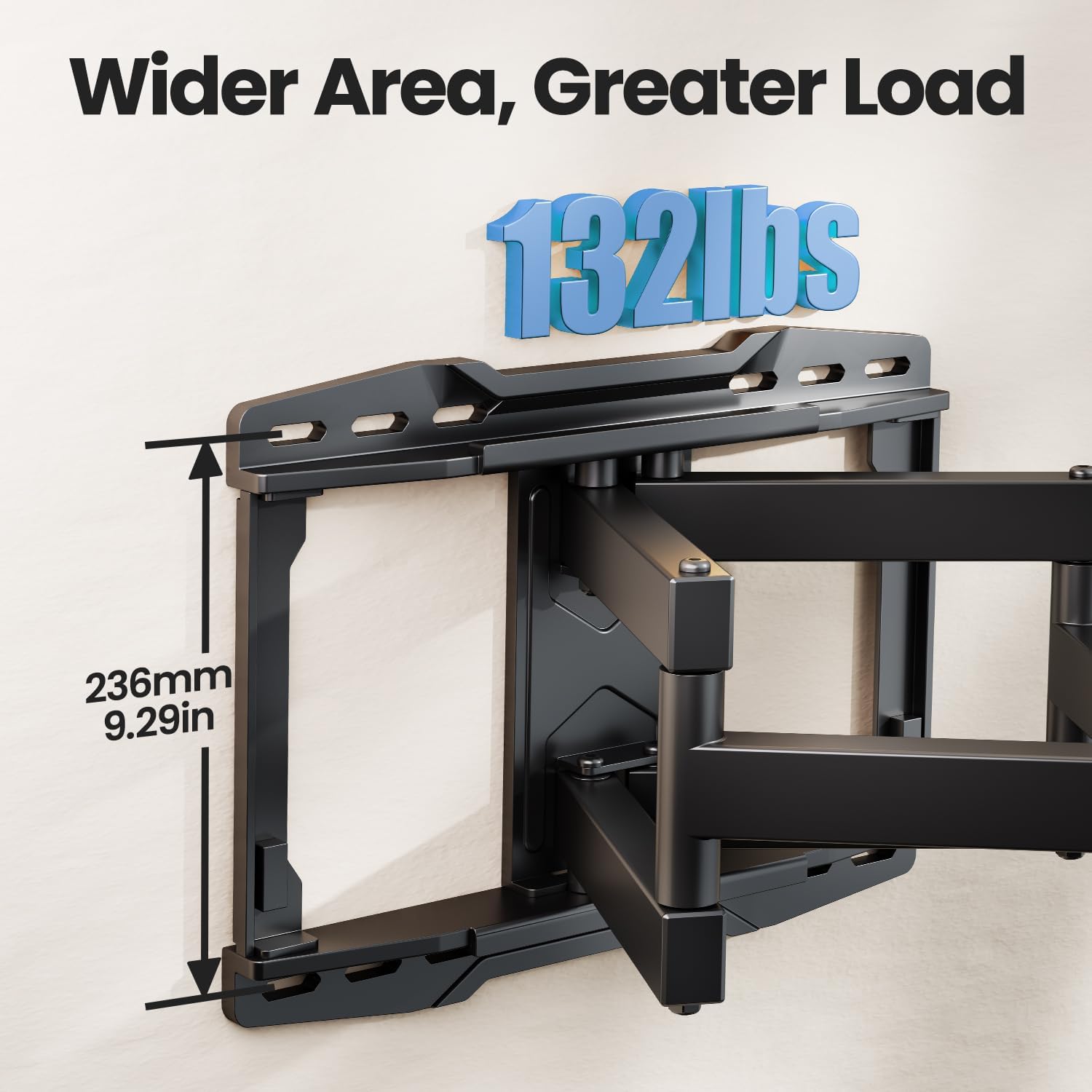 USX STAR UL Listed Full Motion TV Wall Mount Bracket for Most 37-90 inch TVs, Swivel Tilt Extension Level TV Mount, Max VESA 600x400mm, Holds up to 132lbs & 16" Wood Studs with Hole Drilling Template