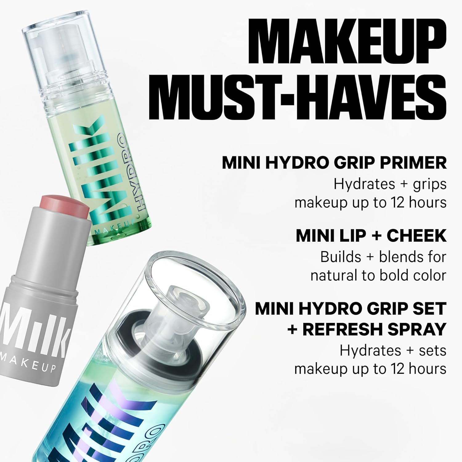 Milk Makeup Hydro Grip Primer with Hyaluronic Acid + Niacinamide – Hydrating Face Primer Grips Makeup for Up to 12 Hours – Silicone-Free, Lightweight Gel with Dewy Finish