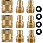 Garden Hose Quick Connect Brass Hose Quick Connectors Fitting For Garden Watering 3/4"Gth (3 Female Coupler+ 6 Male Nipples)