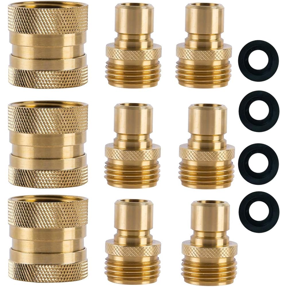 Garden Hose Quick Connect Brass Hose Quick Connectors Fitting For Garden Watering 3/4"Gth (3 Female Coupler+ 6 Male Nipples)