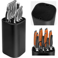 Fohil Knife Block Without Knives, Universal Knife Block, Detachable Knife Holder, Space Saver Knife Storage Holder With Scissors Slot, Sharpening Bar Slot, Kitchen Knife Holder Black