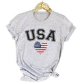 Womens 4th of July T-Shirt USA Flag Graphic Tee Vintage American Flag Short Sleeve Patriotic Independence Day Tops