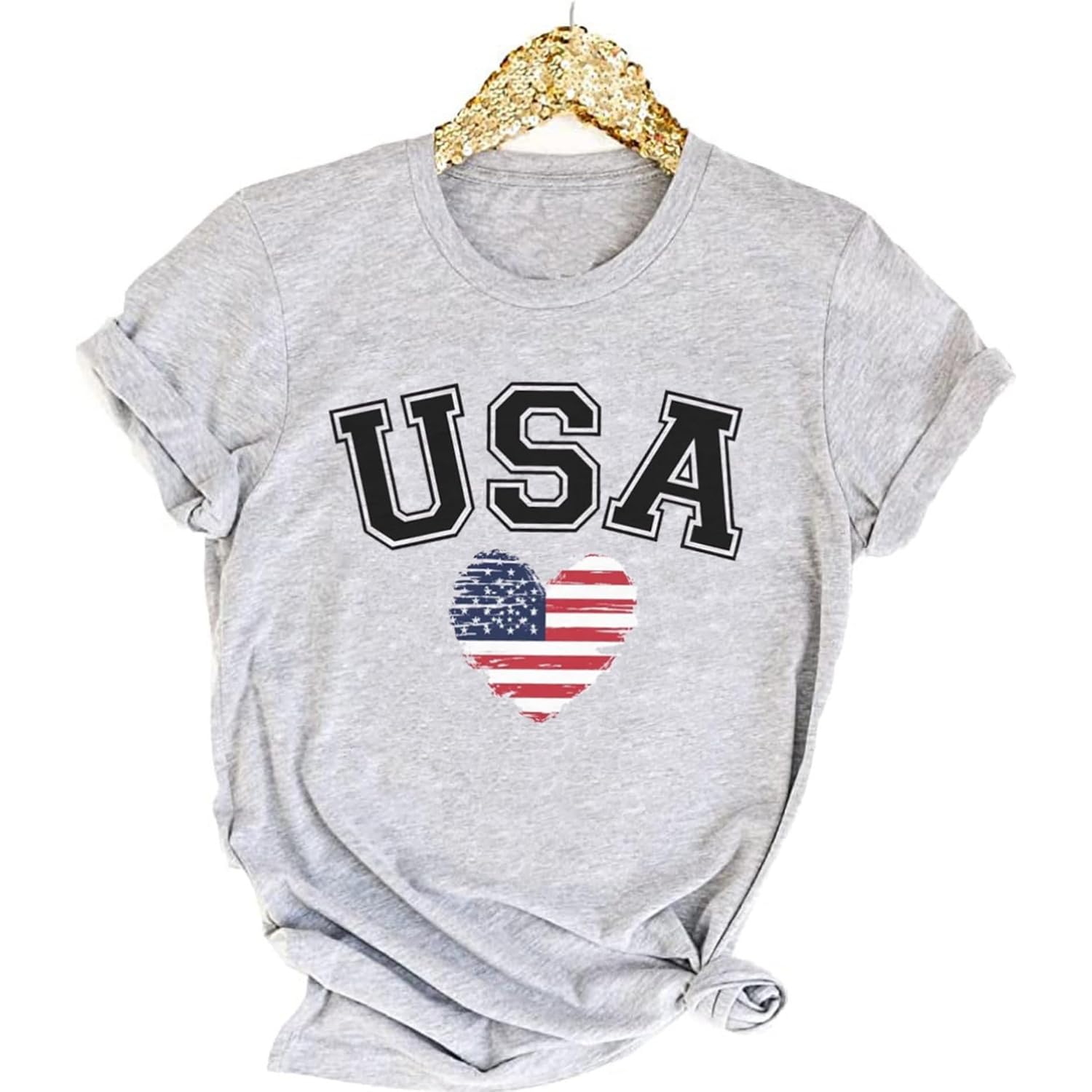 Womens 4th of July T-Shirt USA Flag Graphic Tee Vintage American Flag Short Sleeve Patriotic Independence Day Tops