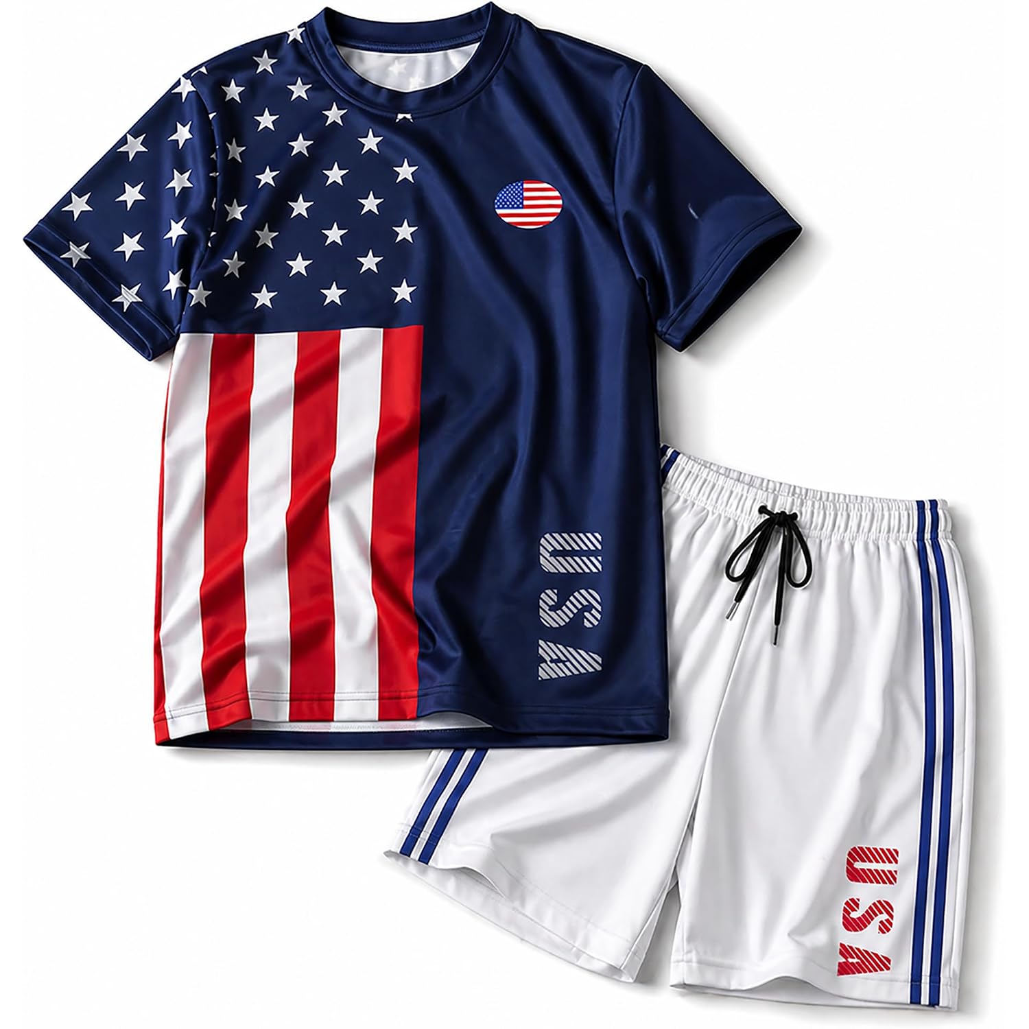 Men'S National Flag Soccer T Shirt And Shorts Set Nation Pride Athletic Sportswear Match Day Fan Lightweight Summer