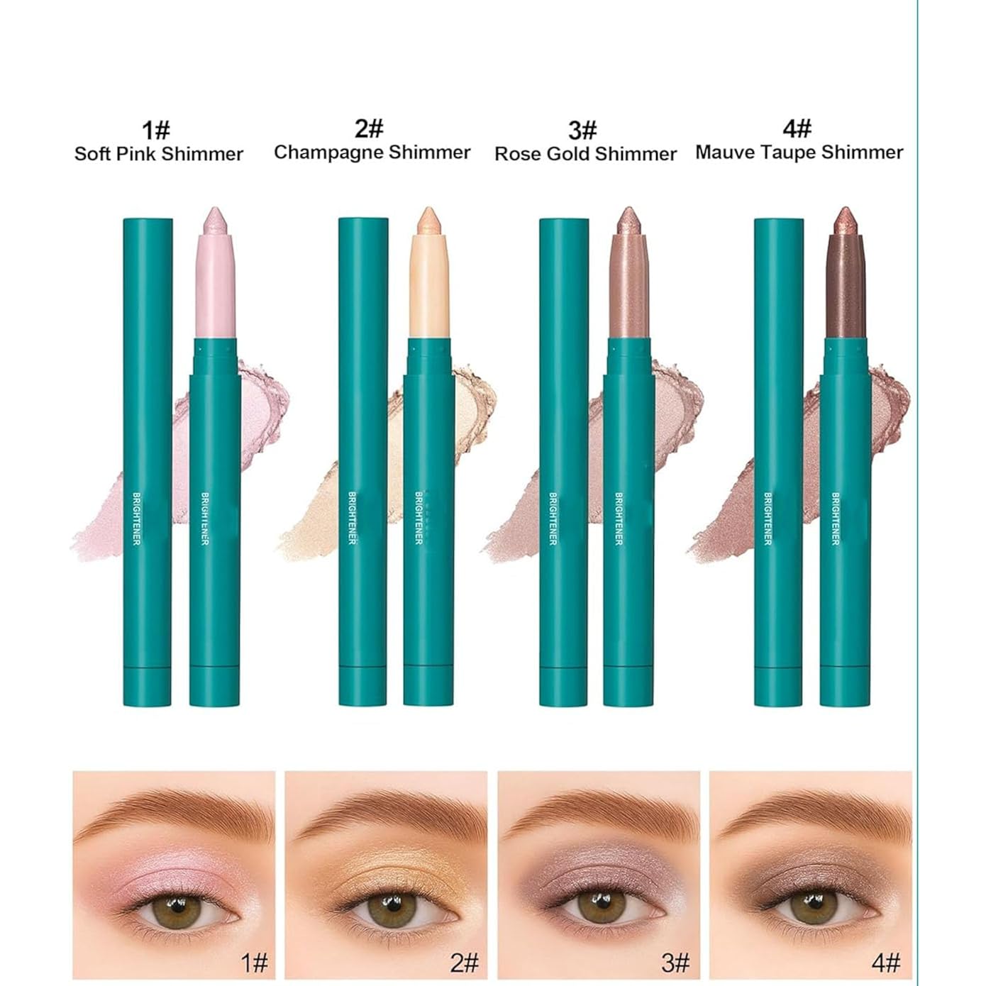 Eyeshadow Stick, Eye Shadow Brightener Stick Glitter Highlighter Makeup Eye Liner, Shimmer Creamy Long Lasting Eye Makeup(4Pcs