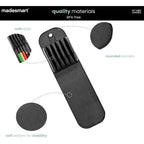 Madesmart Knife Mat, Compact Soft-Grip Slot Organizer For 5 Knives, Non-Slip Drawer Insert Protects Blades And Maximizes Space, Carbon