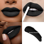 Black Matte Liquid Lipstick - Pure Black, Up to 16H Wear, Smudge Proof Transfer-Proof & Waterproof, High Pigment Lip Color for Goth, Cosplay, Halloween, 0.17 Fl Oz (Mystical Moment)