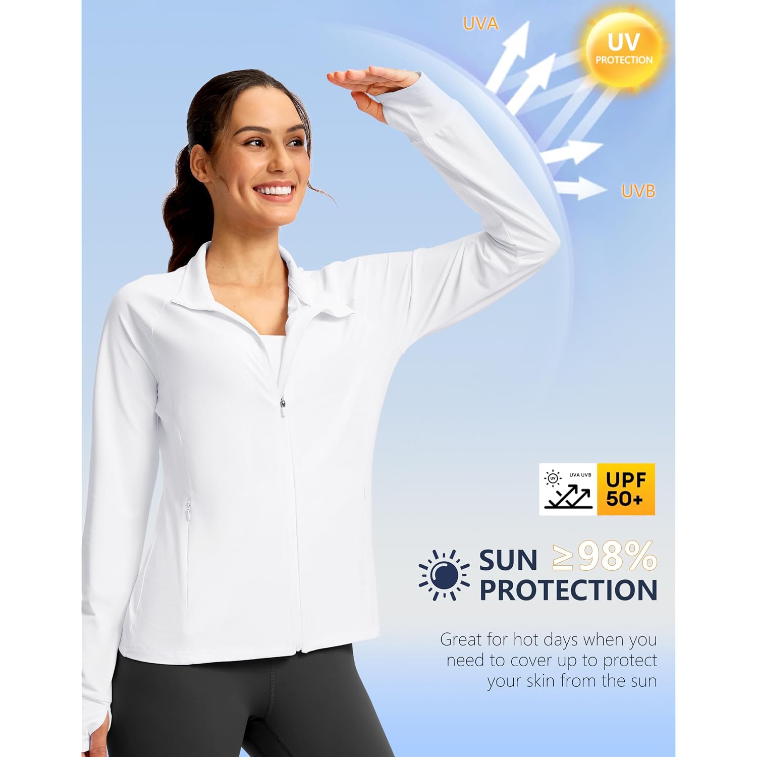 G Gradual Women'S Lightweight Athletic Jacket Sun Protection Upf 50+ Zip Up 4 Pockets Long Sleeve Shirts Workout Running