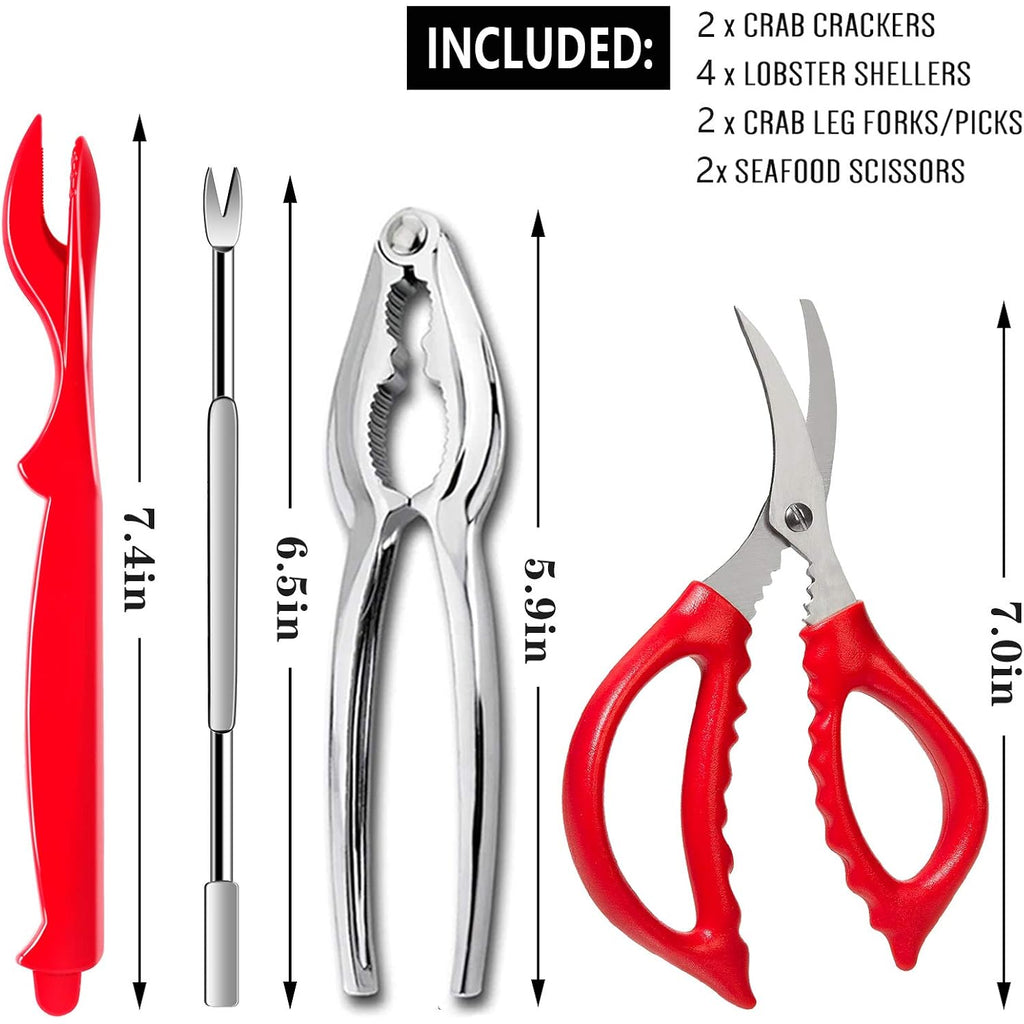 10 Pcs Seafood Tools Set - Crab Lobster Crackers Stainless Steel Forks Opener Shellfish Lobster Crab Leg Sheller Seafood Scissors,1Set
