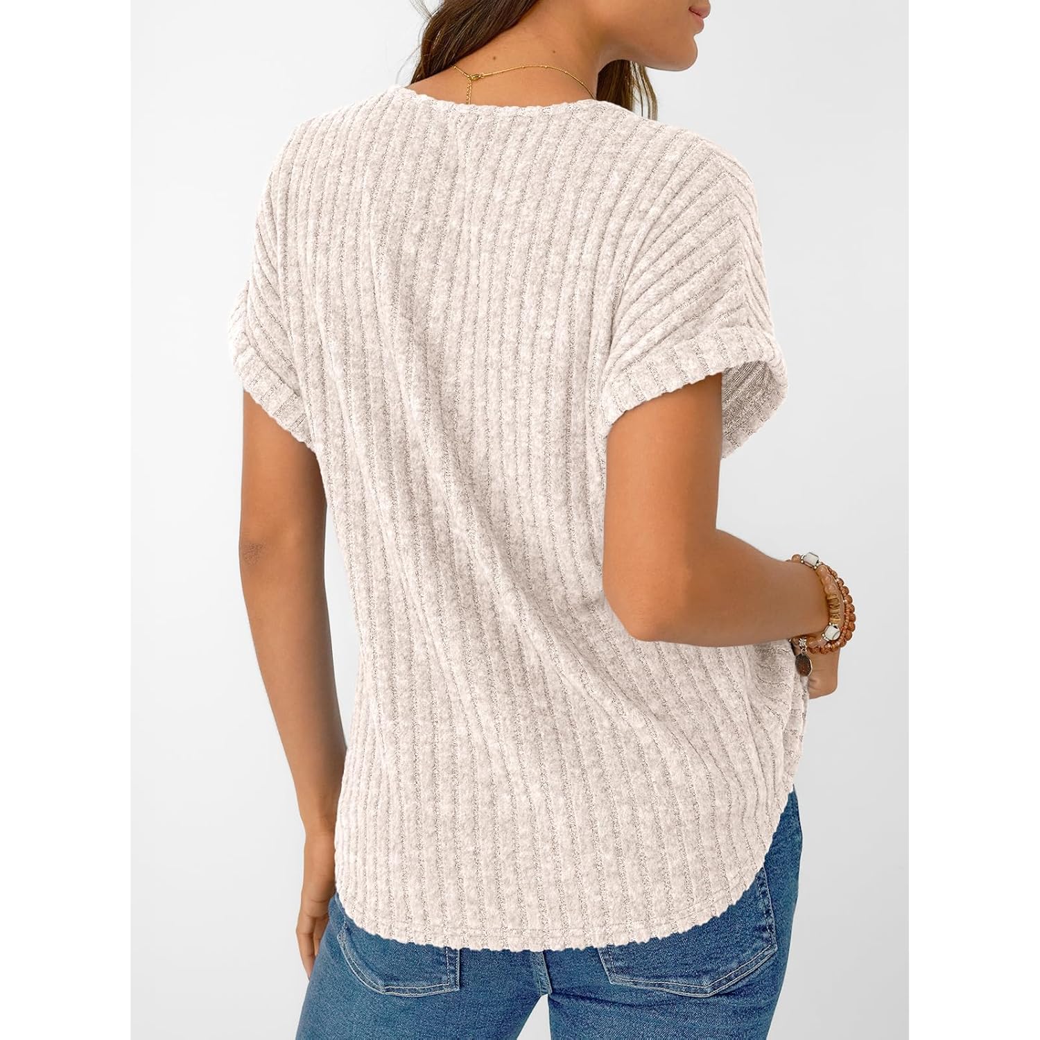 Womens Spring Tops 2026 Summer Dressy Casual Blouses Short Sleeve Cute V Neck Sweater Shirts Fashion Vacation Clothes