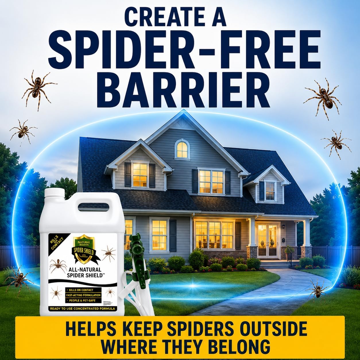 Spider Killer & Repellent Spray - Powerful Peppermint Formulation Kills & Repels All Types Of Spiders And Works Better Than Ultrasonic Gimmicks - 128 Fl Oz Gallon Ready To Use