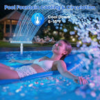 Solar Pool Fountain With Lights For Above Ground Pools | Pool Fountain Waterfall Pump With 6 Nozzle, Solar Pool Fountain For Inground Pools With 8 Color Led Lights