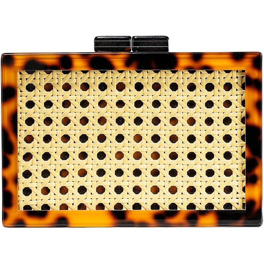 RomanticDesign Women Acrylic Handbag Rattan Woven Pattern Square Box Crossbody Handbag Shoulder Bag Chain Purse