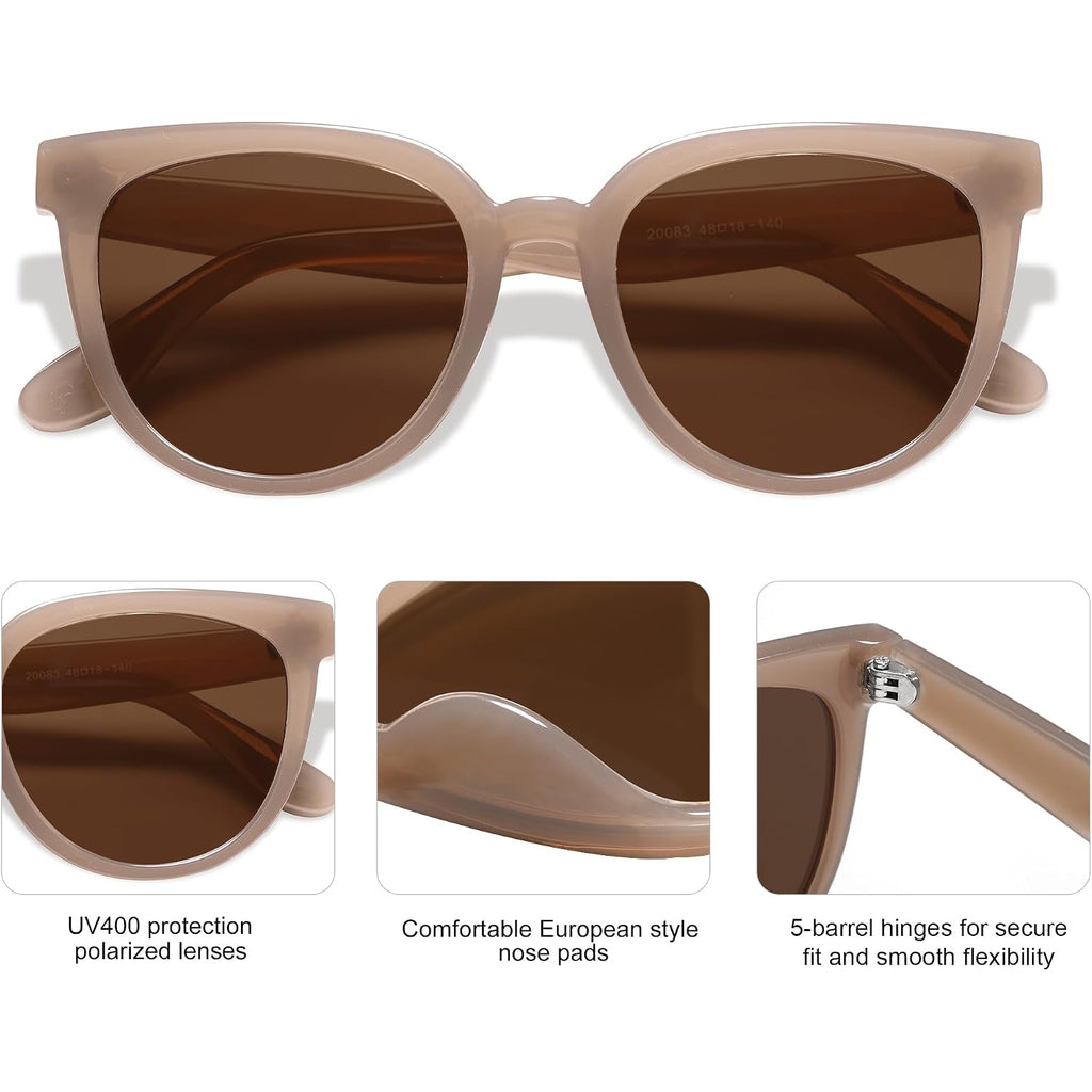 Sojos Trendy Cat Eye Round Polarized Sunglasses For Women Fashion Uv Protection Sunnies Sunglasses Sj2175