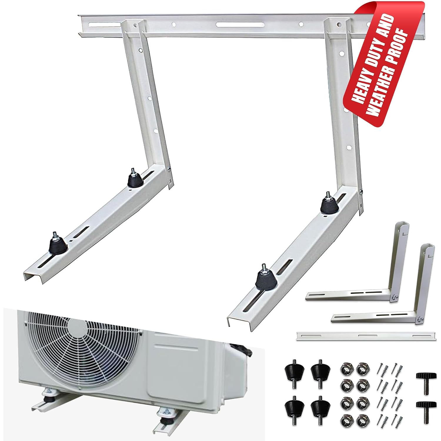 Outdoor Wall Bracket - Mini Split Mounting Bracket - Ductless Air Conditioner Wall Mount - Mini Split Ac/Heating System Accessories For Window Ac, Hvac, Heat Pump & More (9000-36000 Btu)