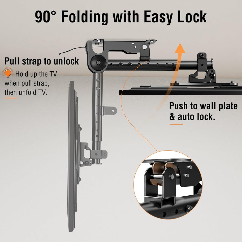 Elived Flip Down Ceiling Tv Mount For Most 14-40 Inch Tvs, Floding Tv Mount For Flat And Pitched Roof, Height Adjustable Full Motion Tv Bracket 360° Swivel For Patio, Max Vesa 200X200Mm, Up To 22 Lbs