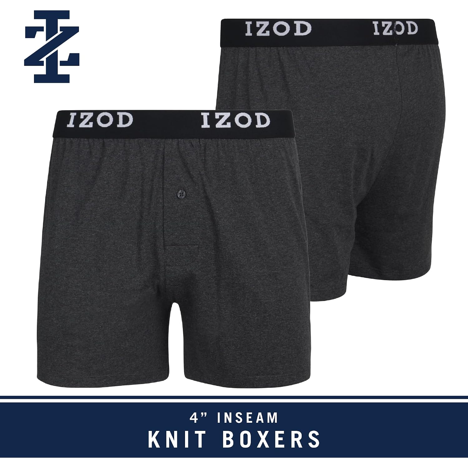 Izod Mens Boxer Shorts - 4 Pack Performance Knit Cotton Boxers For Men With Button Fly - Lightweight Mens Boxers, 4" Inseam