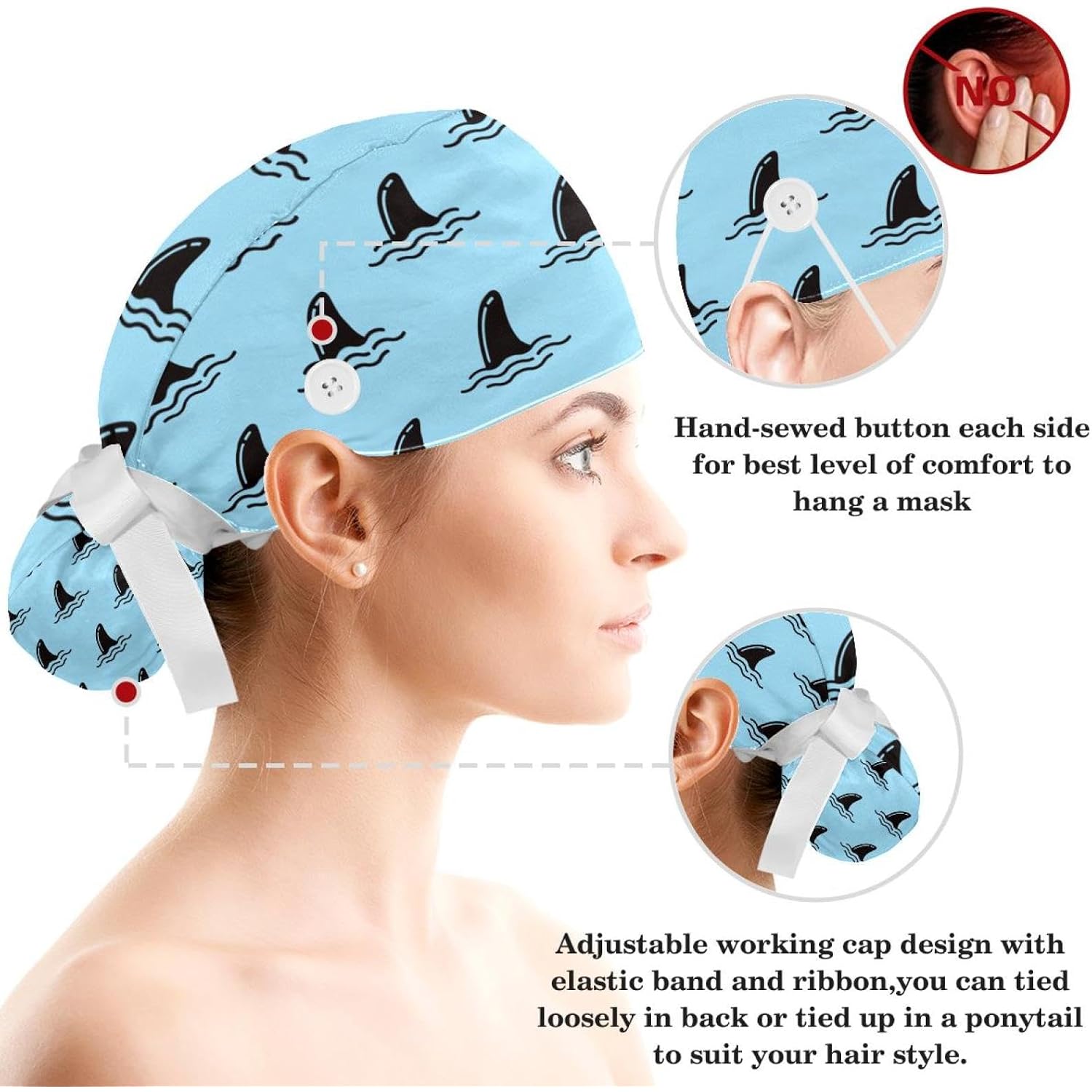Women'S Working Caps With Bow Scrunchies Cute Dog Paws Pattern Lace-Up Hat Unisex Hair Covers One Size
