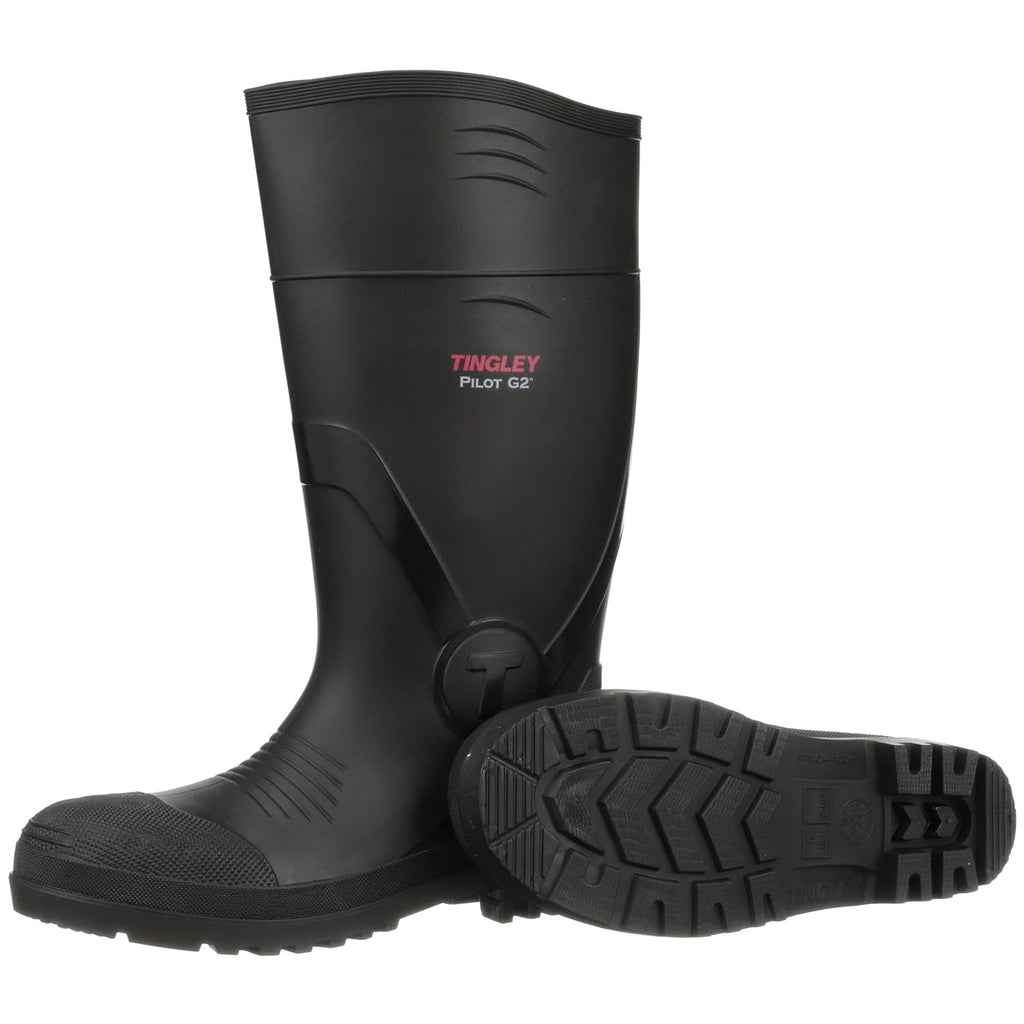 Tingley Pilot G2 31161 Plain Toe Knee Boot, Mens 10 / Womens 12, Black