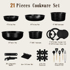 Umite Chef 21Pcs Pots And Pans Set Non Stick, Nonstick Ceramic Cookware Sets Detachable Handle, Non Toxic Healthy Induction Cookware, Kitchen Cooking Set, With Frying Pans Set, Dishwasher/Oven Safe